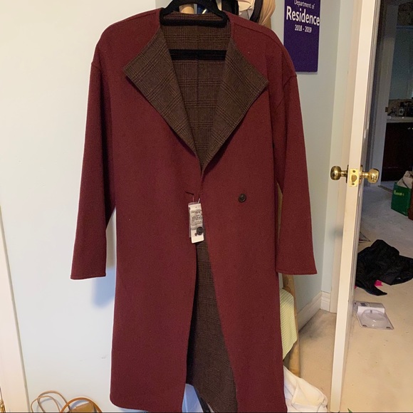 Uniqlo Jackets & Blazers - Maroon Wool Uniqlo Trench Coat